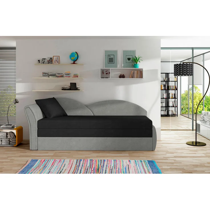 MID.YOU Récamiere, Schwarz und Hellgrau, Textil, 218x80 cm für das Wohnzimmer