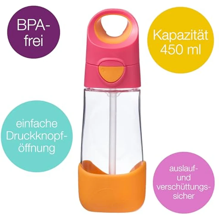 b.box - Tritanflasche mit Strohhalm 450 ml Erdbeer-Cocktail – Bild 2