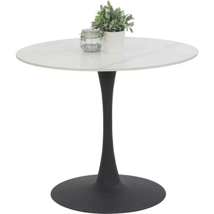 Hela Tische, Esstisch Rund Paola, Dekor Marmoroptik, Steinplatte-Sintered Stone 16mm Matt weiß, Maß Ø90x75 cm – Bild 1