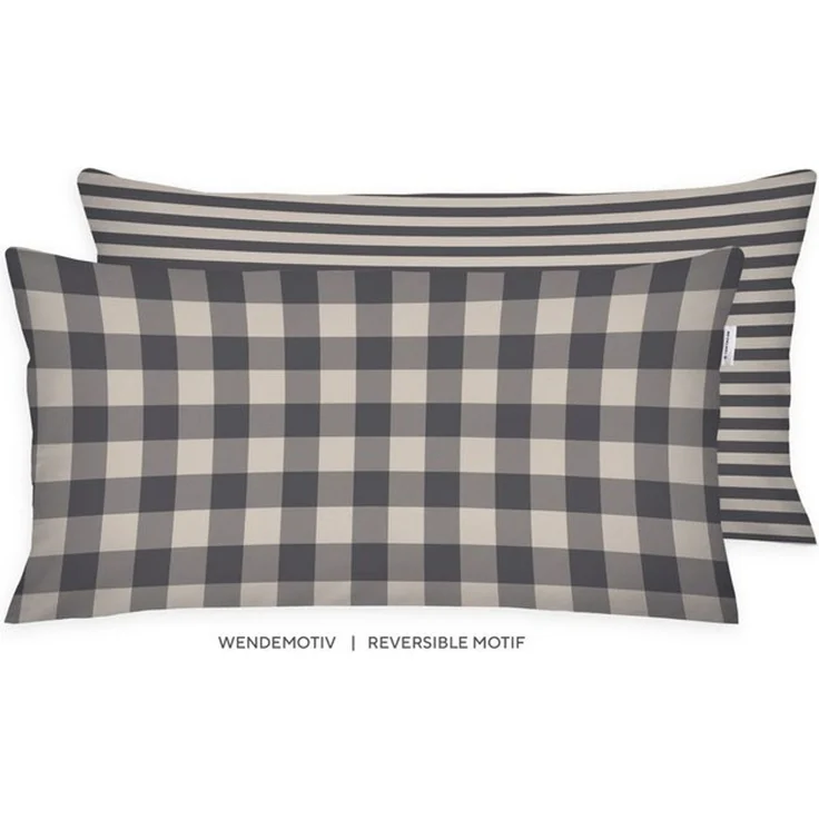 TOM TAILOR HOME Kissenbezüge new bedroom, Classic Check, 40x40cm oder 40x80cm, (1 Stück), Wendedesign mit Markenreißverschluss – Bild 4