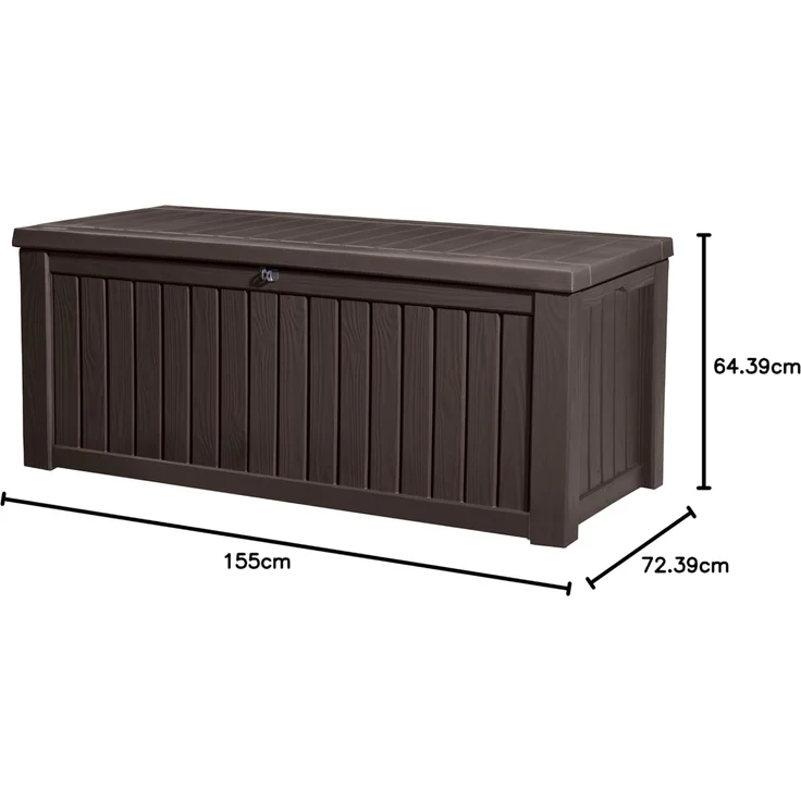 Keter Kissenbox Rockwood, braun, 570l Fassungsvermögen, Außenmaße: 155 x 72,4 x 64,4 cm, Auflagenbox wasserdicht, für Outdoor geeignet, Keterbox – Bild 6