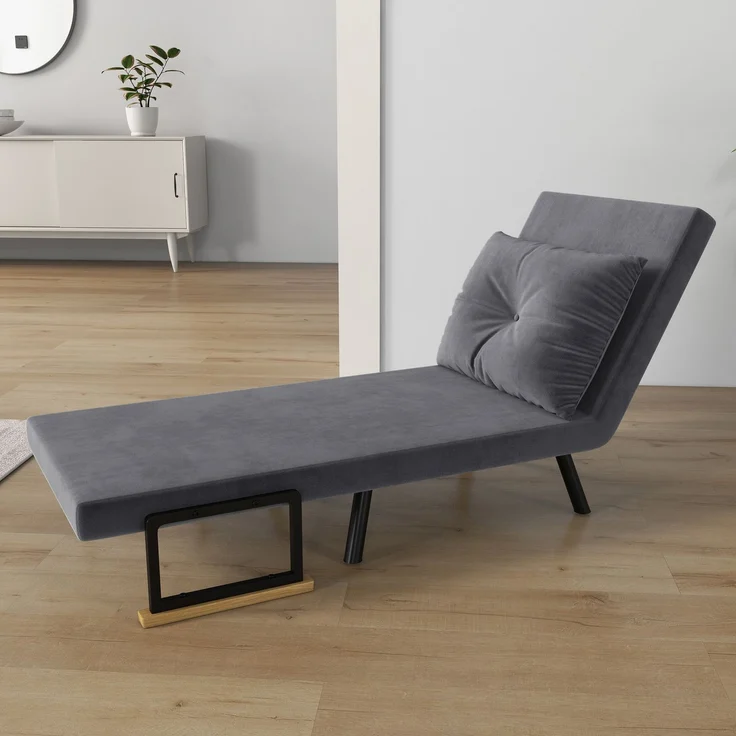 JARDJ Relaxsessel im Skandidesign, Liegesessel, Lesesessel, ink Kissen mit Knopfhefung, Schwarz + Natur – Bild 4