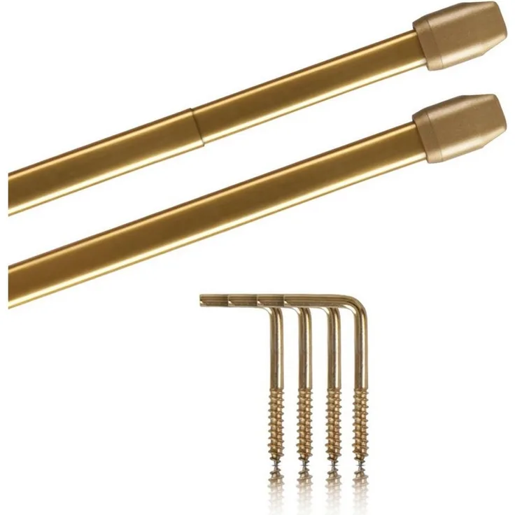 Bestlivings Vitragestange 2er-Pack, Ø 10 mm, 1-läufig, ausziehbar, mit Schraubhaken, verschrauben, Edelstahl, für Küchen- & Bistrogardinen