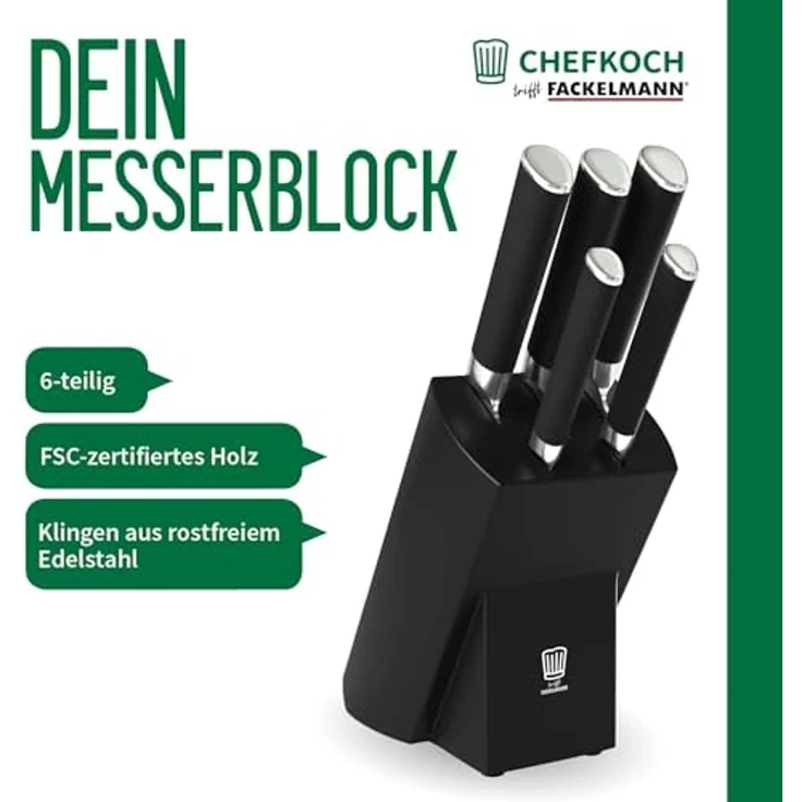 Chefkoch trifft Fackelmann Messerblock Kochmesser-Set, Küchenmesser, Brotmesser, Universalmesser – Bild 2