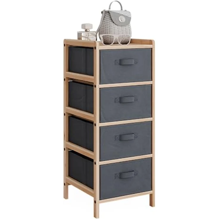 Kommode Bruno Grau 34.5 x 86 cm mit 4 Stoffschubladen Vicco – Bild 8