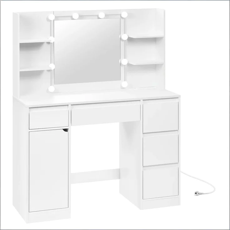 Moderner Stil Make-up Tisch,Bürotisch mit verschiedenen Speicher Dpace,Schreibtisch (nur mit Make-up-Tisch)--Weiß--110x40x140cm--YOUDENOVA – Bild 9