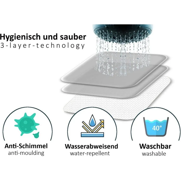 arteneur® - Japan - Anti-Schimmel Duschvorhang 120x200 - Recycelt mit Öko-Tex Standard 100 - Beschwerter Saum, Blickdicht, Wasserdicht, Waschbar, 8 Haken & E-Book – Bild 3