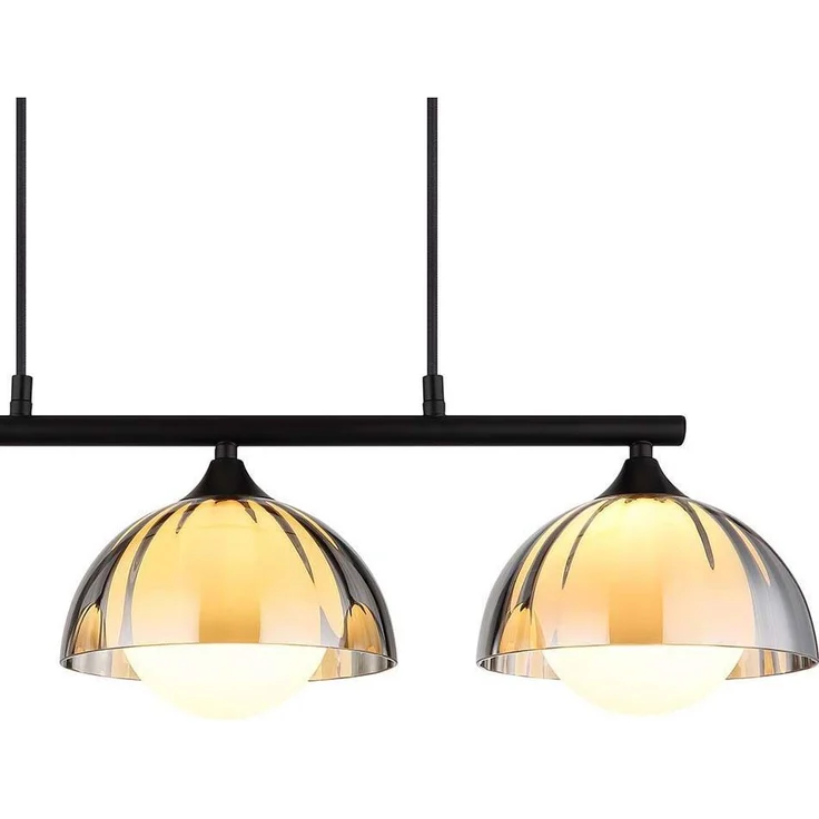 Hängeleuchte, 3-Flammig, Glas, rauch opal, schwarz, L 70 cm – Bild 9