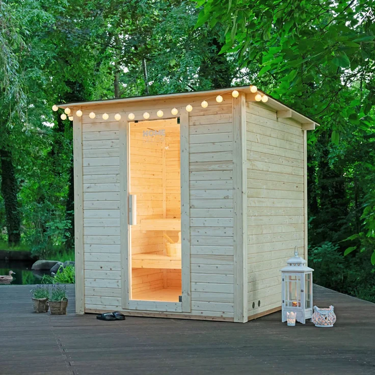 HOME DELUXE Saunahaus Outdoor TALO L - 221 x 217 cm für 4 Personen – Bild 2
