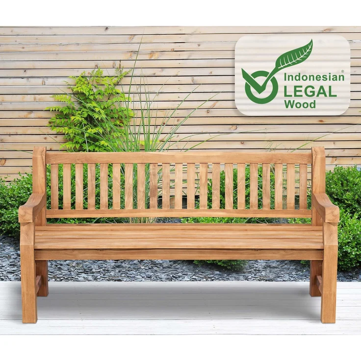 Gartenbank Teakbank DEGAD - Holz Teak 180x61x93 cm | Holzbank 180 Cm Gartenbank Sitzbank Mit Lehne Wetterfest Bank Garten Terrasse – Bild 5