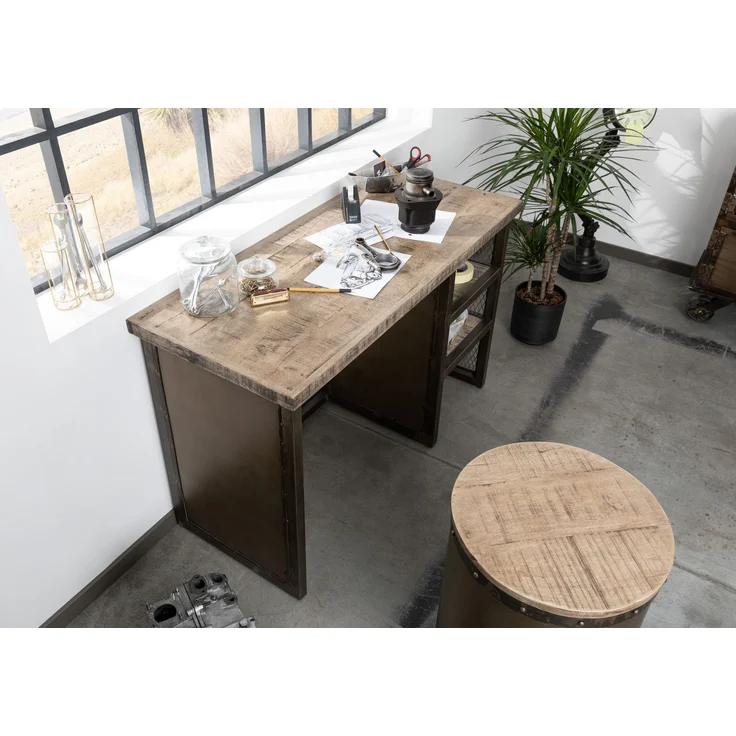 Schreibtisch Mango122x52x76 braun lackiert HEAVY INDUSTRY #257 – Bild 2