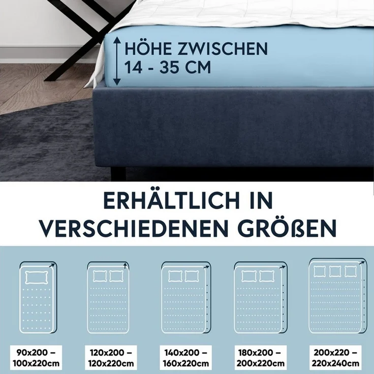 MOON Heimtextilien Spannbettlaken MOON-Luxury Spannbettlaken Jersey Stretch 230g/m², 97% Mako-Baumwolle 3% Elastan – Bild 4