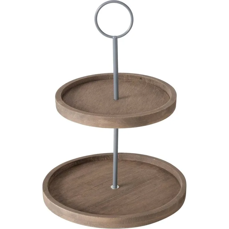 Dekorative Etagere aus Holz SAMINA, zwei Ebenen, H. 35 cm