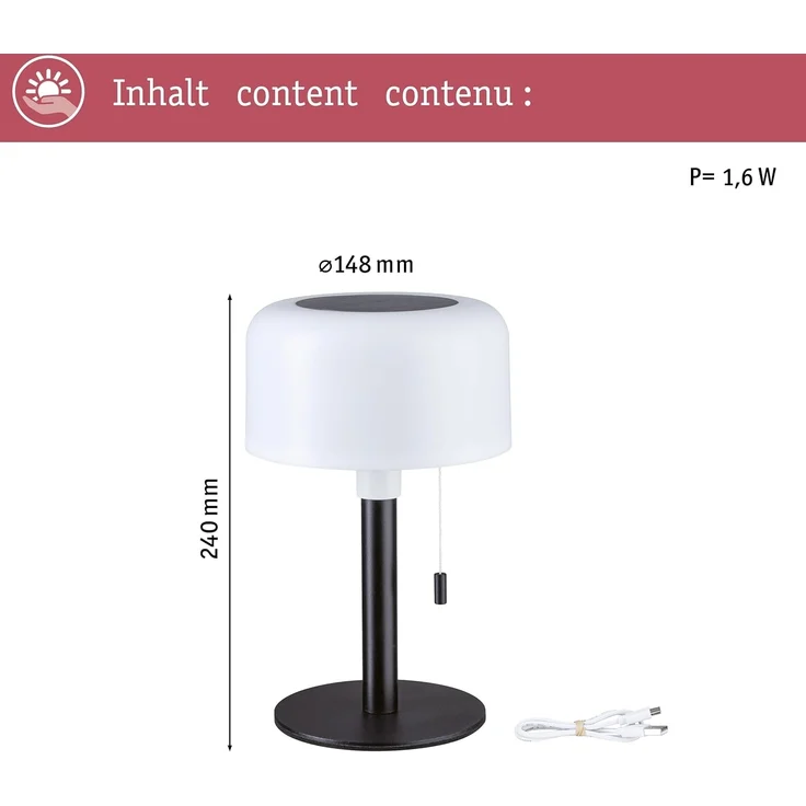 Paulmann 94607 LED Akkuleuchte Bartja 2700K IP44 dimmbar schwarz – Bild 6