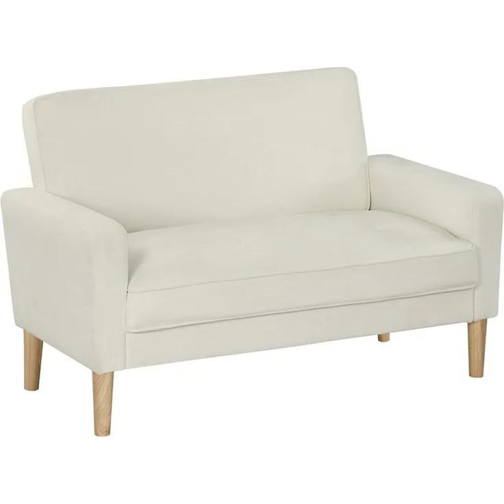 HOMCOM 2-Sitzer Sofa 130 cm Kleine Couch Polstersofa mit Armlehne, Samtoptik, Loungesofa 1 Teile, für Wohnzimmer, Schlafzimmer, Kleinen Raum, Cremeweiß