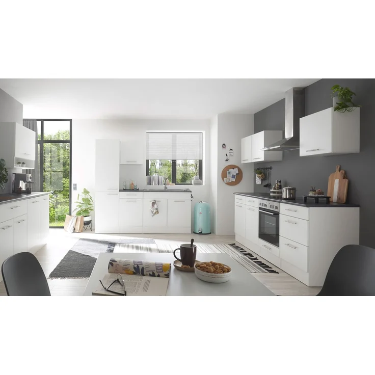 EDDY Moderner Herdumbauschrank in Weiß matt, Metallic Grau - Geräumiger Küchenschrank mit viel Stauraum - 60 x 90 x 60 cm (B/H/T) – Bild 5