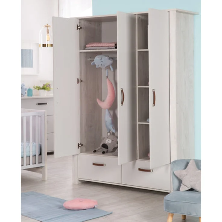 roba Kinderzimmerset 'Mila' 3-teilig - Bett 70 x 140 - Kleiderschrank 3-türig - Grau / Weiß – Bild 12