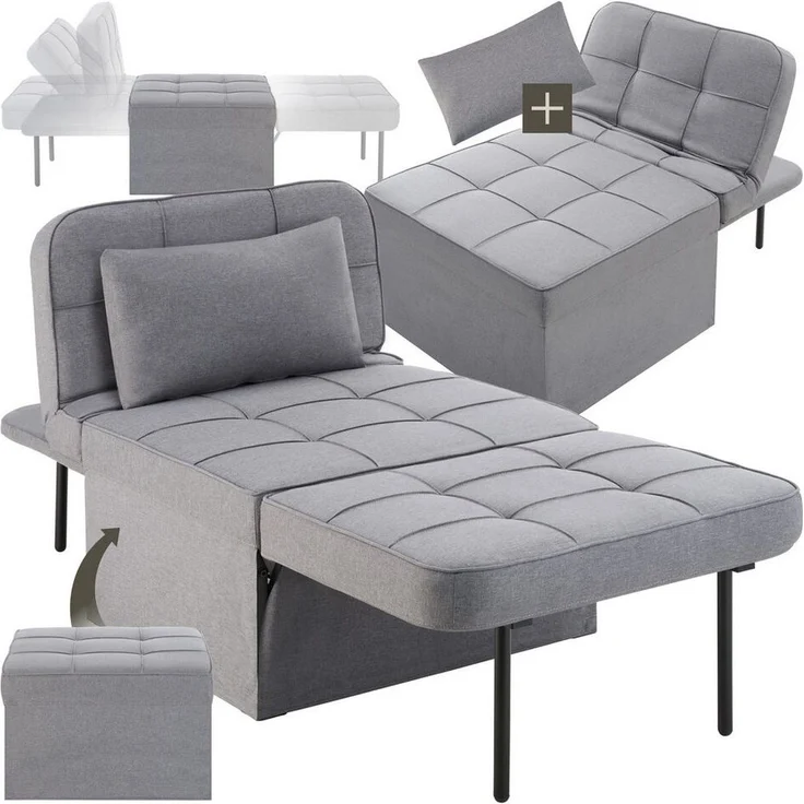 tectake Relaxsessel Schlafhocker, 4 in 1 als Hocker, Sessel, Lounger oder Bett – Bild 5