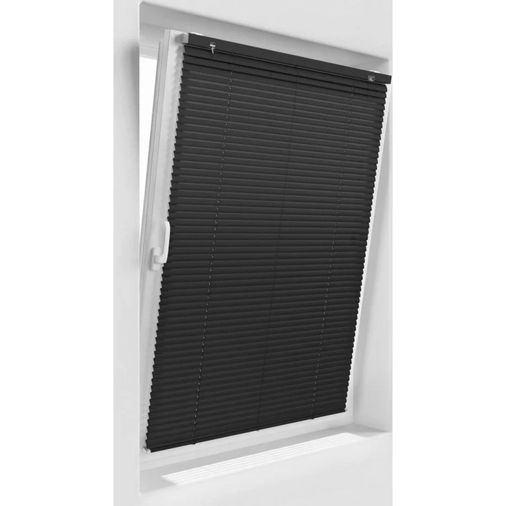 Victoria M. Jalousie Aluminium Jalousie, 40 x 130 cm, schwarz matt, mit Bohrenohne Bohren, freihängend, Sicht- Licht- und Blendschutz, inkl. Klemmclips – Bild 3
