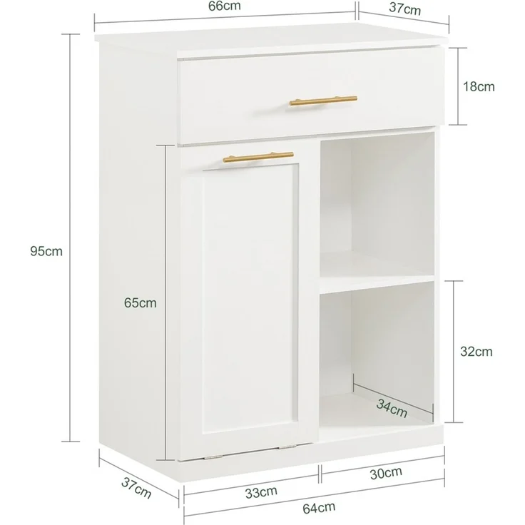 SoBuy BZR66-W Badunterschrank, MDF, Lackiert, Weiß, 66 x 95 x 37 cm – Bild 3