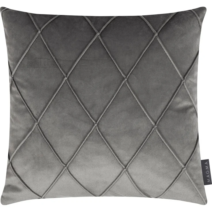 MAGMA Kissenhüllen NOBLESS samtig weich kuschelig einfarbig Rautenmuster - ca. 50 x 50 cm - 2er Set grau – Bild 1