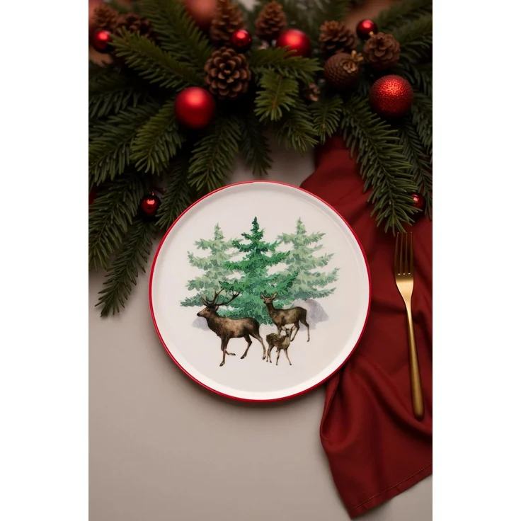 Hermia Concept 'Deer Pastoral' Servierteller-Set (6-teilig), Mehrfarbig, 25,5 x 25,5 x 2,5 cm – Bild 1