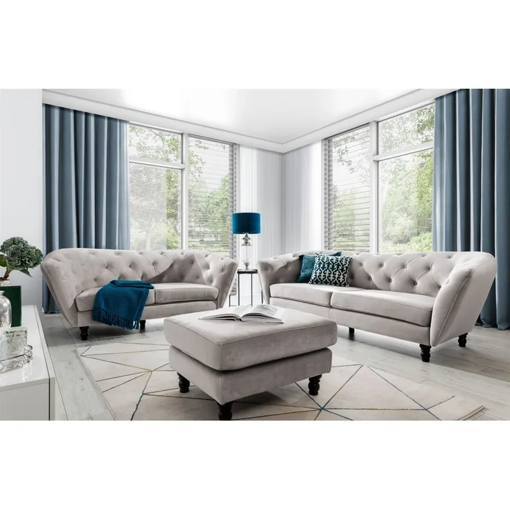 Sofaset Designersofas CHARLOTTE 3-2-1 in Stoff Matt Velvet Cappuccino