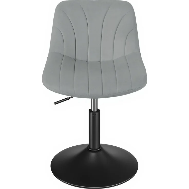 VASAGLE Schminkstuhl, Stizhocker, 65,5-77,5 cm höhenverstellbar, Barhocker, drehbar, Samt-Bezug, grau – Bild 2