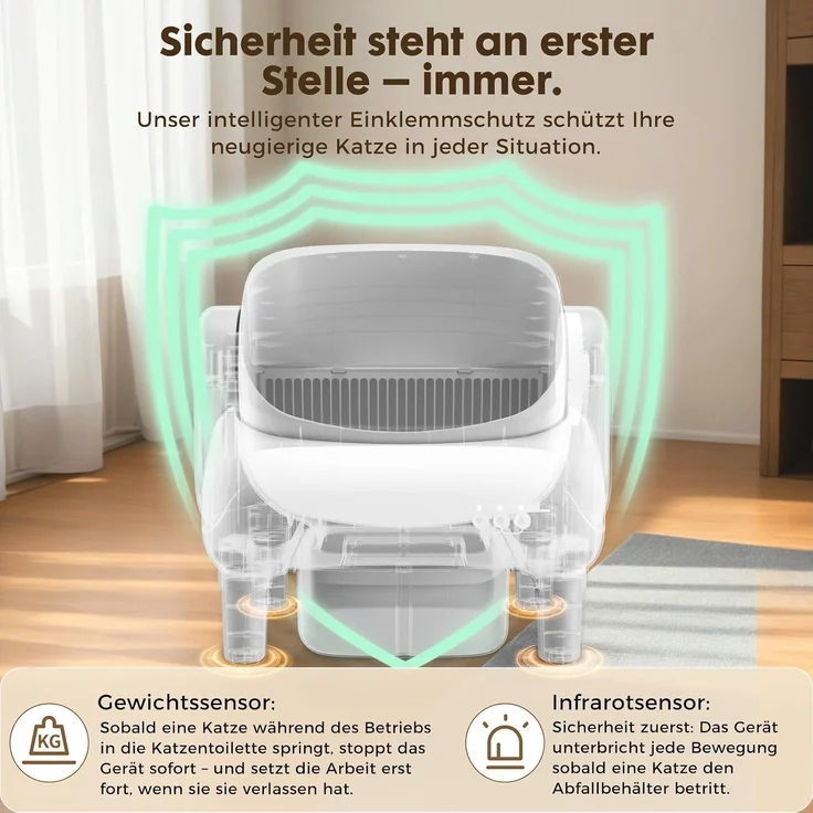 GTPLAYER Katzenklo Selbstreinigend, Selbstreinigende Katzentoilette mit Offenem Design, App-Steuerung & Sensoren, Automatisches Katzenklo mit Duftstein, Streumatte, Ideal für Mehrkatzenhaushalte, Weiß – Bild 5