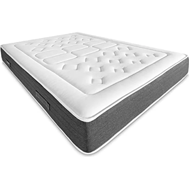 DUÉRMETE ONLINE 3D-Polsterung, verstärkt, geräuschfrei, mit 5 Verstärkungsstäben, viskoelastisch, Bio Nature + 6 Metallfüße, 27 cm, 105x190, Beige – Bild 3