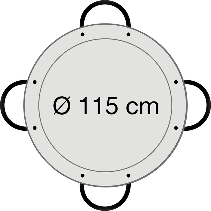 Paella-Pfanne Stahl poliert Ø 115 cm mit 4 Griffen – Bild 3