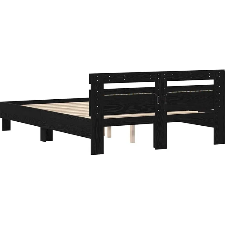 vidaXL Bettrahmen Schwarz Eichen-Optik 160 x 200 cm Holzwerkstoff 3333941 – Bild 7