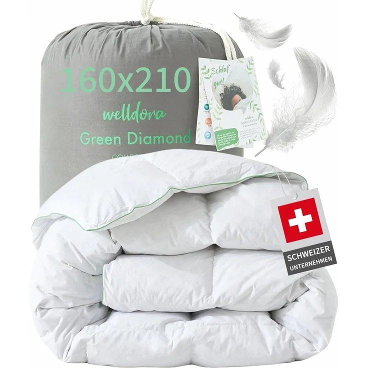 Welldora Komfort Bettdecke 160x210 | 100% Extraweiche Federn & Daunen | Fachärztlich geprüft, Oeko-Tex, Allergiker | RDS Zertifiziert für Tierwohl | Ganzjahres Federbett Daunendecke 160x210 – Bild 1