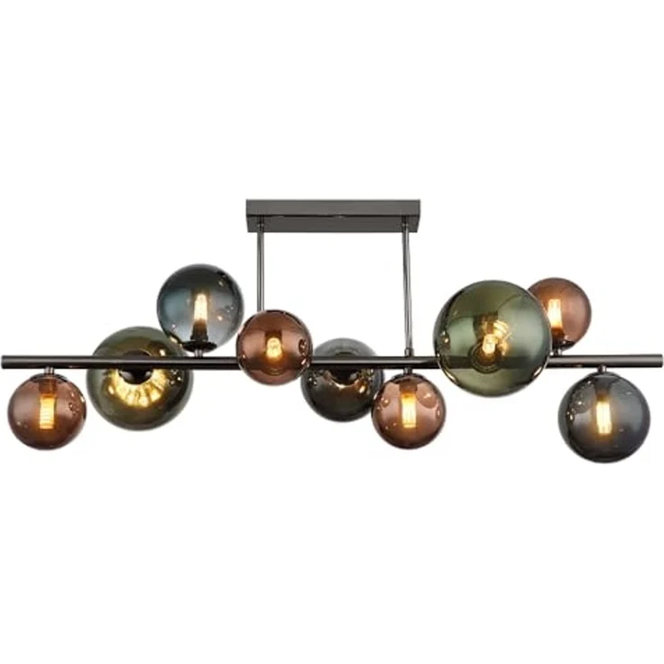 LED Deckenlampe, Glaskugeln, grün bronze petrol, L 87 cm – Bild 1