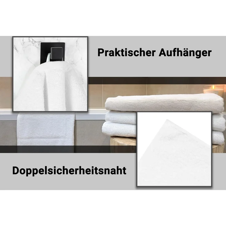 ZOLLNER 5er Set Duschtücher, 100% Baumwolle, weiß, 70x140 cm – Bild 5