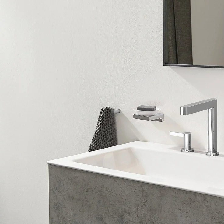 hansgrohe Handtuchhaken AddStoris, Badezimmer, (Handtuchhaken doppelt, Befestigungsmaterial, Montageanleitung), kratzfest und rostfrei – Bild 2