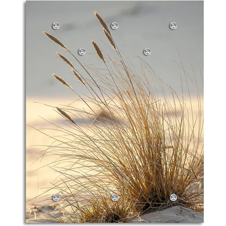 Queence Garderobe - "Bent Grass" Druck auf hochwertigem Arcylglas inkl. Edelstahlhaken und Aufhängung, Format: 100x120cm
