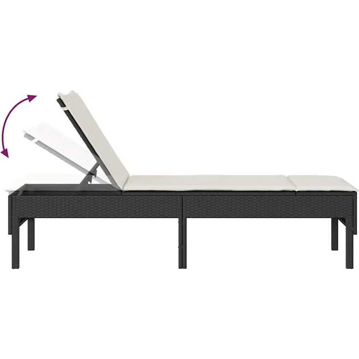 vidaXL Sonnenliege mit Auflage Schwarz 55x200x44 cm Poly Rattan 4104100 – Bild 7