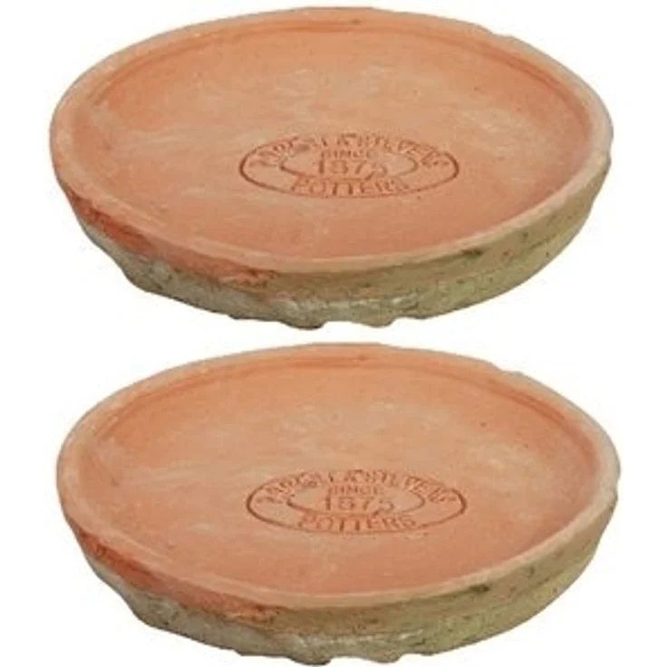 2er Set Aged Terracotta Untersetzer rund Ø 16,4 cm Planzen Blumen Topf Ton Töpfe – Bild 5