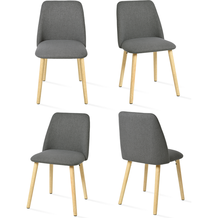 GOEURVANT 421 Esszimmerstühle 4er-Set, Webstoff - Dunkelgrau