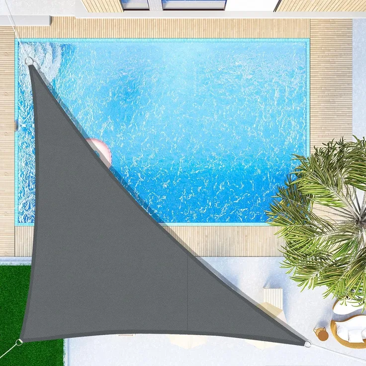 SUNNY GUARD Sonnensegel Dreieck 5 x 5 x 7 m Wasserdicht Sonnenschutz Wetterschutz Segel Baldachin UV Schutz für Balkon Terrasse Garten, Grau Anthrazit