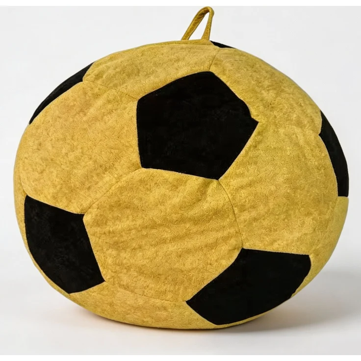 Großer, fußballförmiger Sitzsack, mehrfarbige Ziernähte, bequemes Sofa zum Entspannen im Schlafzimmer, Wohnzimmer, Leseecke, Lounge-Sessel für Erwachsene und Jugendliche – Gelb + Schwarz – 52 x 43,5 x 31,5 cm – YOUDENOVA – Bild 9