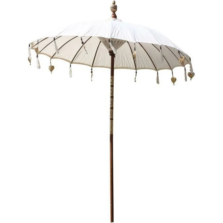 Oriental Galerie Sonnenschirm XXL Bali-Sonnenschirm 220 Ø cm Creme