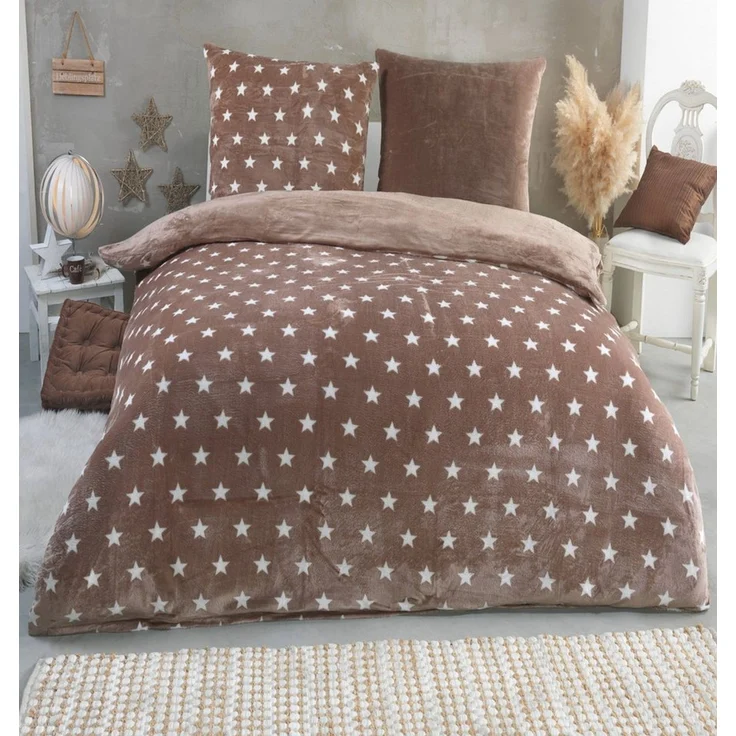 Malika Wendebettwäsche 200x200 + 2x 80x80 cm Cashmere Touch Sterne Bettwäsche, atmungsaktiv, Für Allergiker geeignet, pflegeleicht, angenehm weicher Stoff – Bild 1