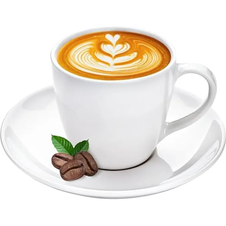KONZEPT Tasse Kaffeetassen Set 6er 230 ml mit Untertassen Weiß für 6 Personen, 6-tlg, Weiß