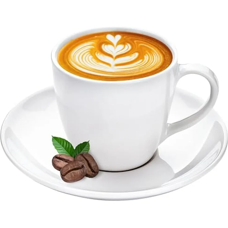 KONZEPT Tasse Kaffeetassen Set 6er 230 ml mit Untertassen Weiß für 6 Personen, 6-tlg, Weiß – Bild 1