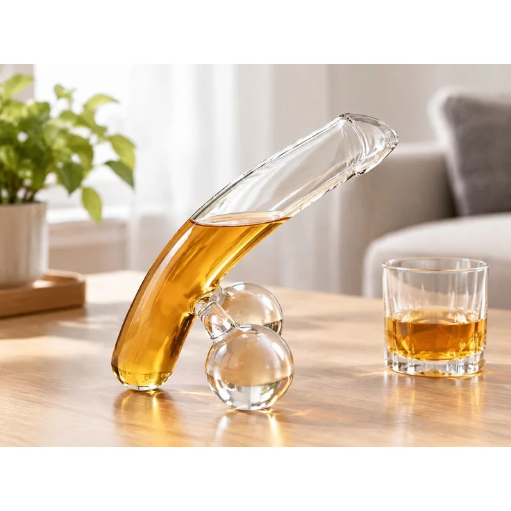 Whisky-Dekanter in Penisform Glaskaraffe Lustige Tischdeko Transparent – Bild 2