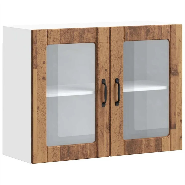 vidaXL Küchen-Hängeschrank mit Glastür Altholz-Optik Holzwerkstoff 853855 – Bild 1