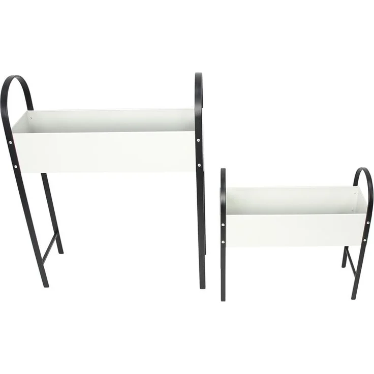 2x Pflanzer "Retro" aus Metall, creme weiß / schwarz, Pflanzkasten, Blumenkasten, Pflanzbank – Bild 2