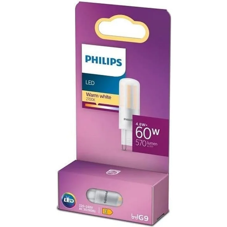 Philips LED Lampe 60W, G9, warmwei脽 (2700 Kelvin), 570 Lumen, Weiß – Bild 2